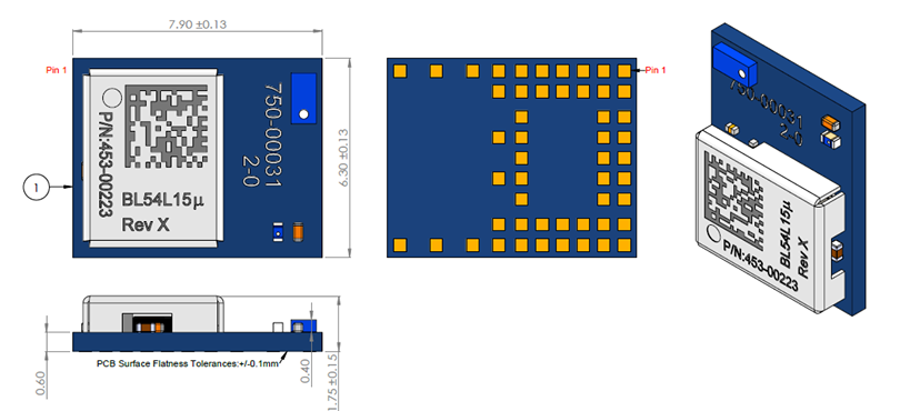 Mechanical Details – Chip Antenna variant (453-00223)-1