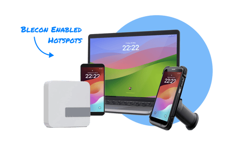 Blecon Enabled Hotspots With Light Blue Circle with text