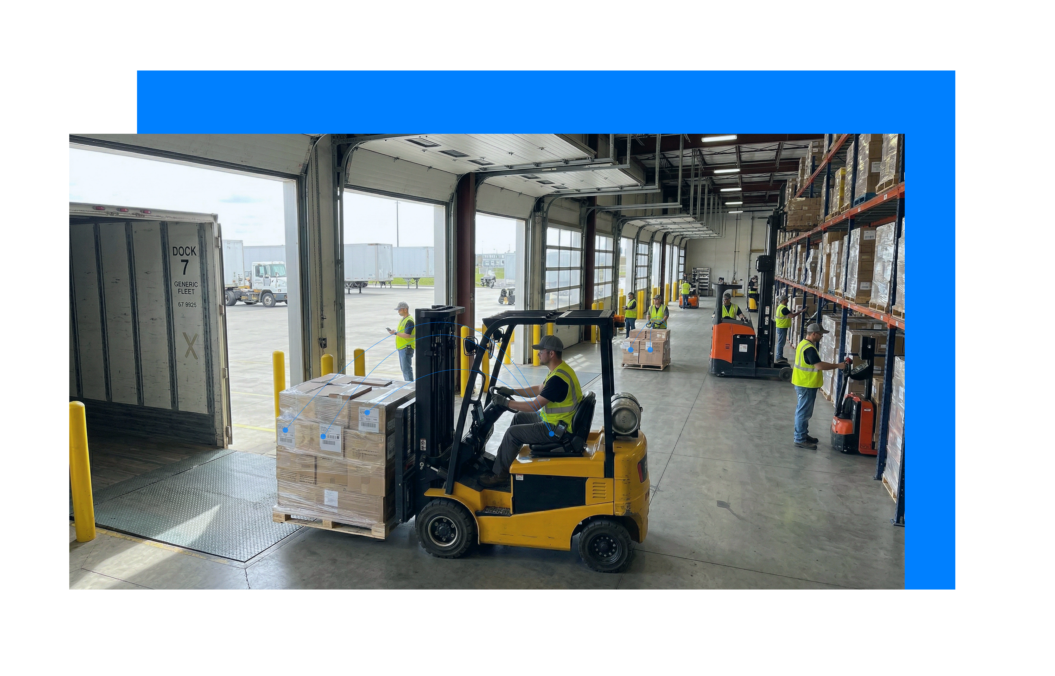 Asset tracking coverage following pallets and shipments across multiple sites and transit lanes