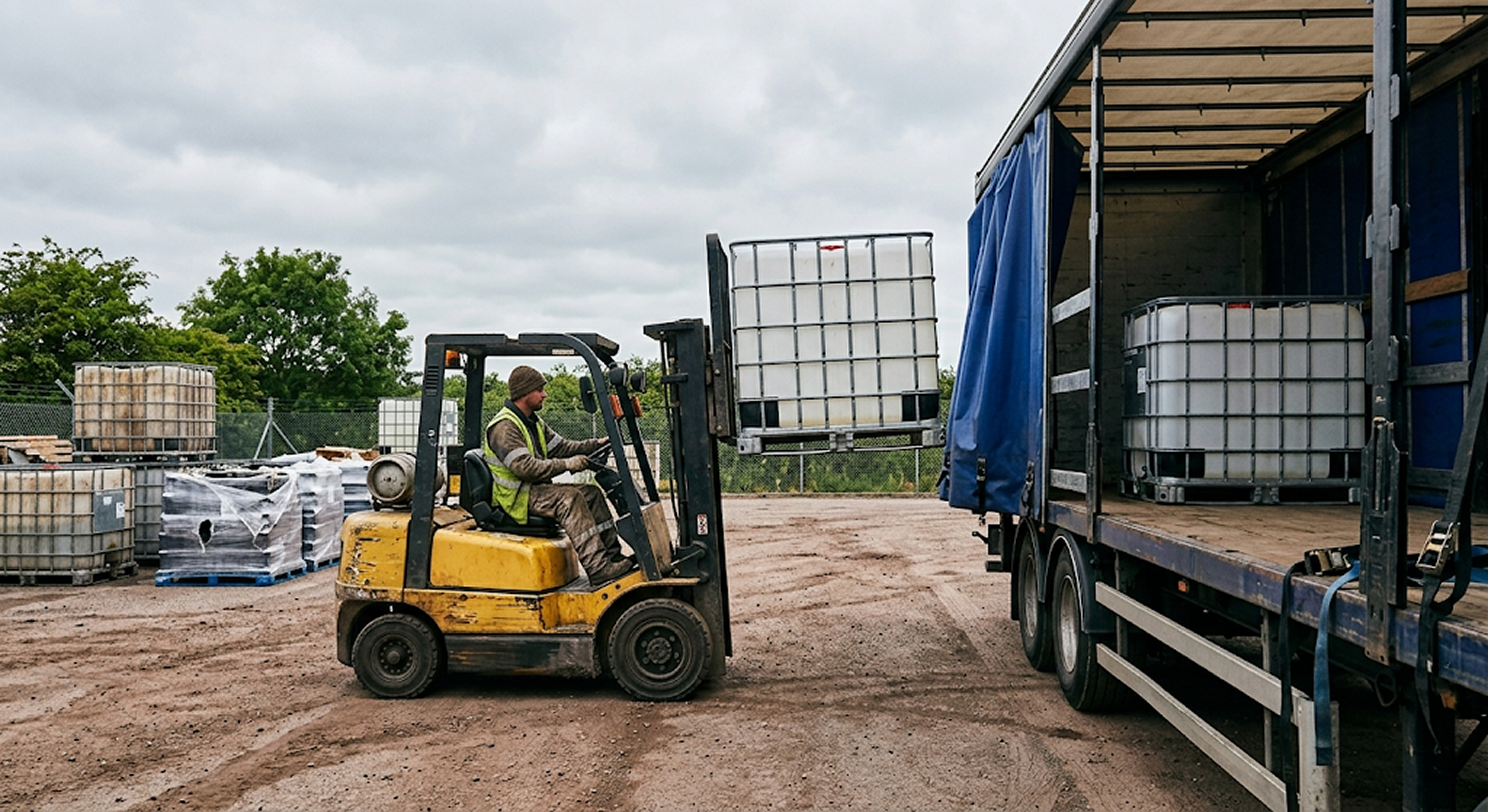Driver loading an IBC for delivery — rti asset tracking
