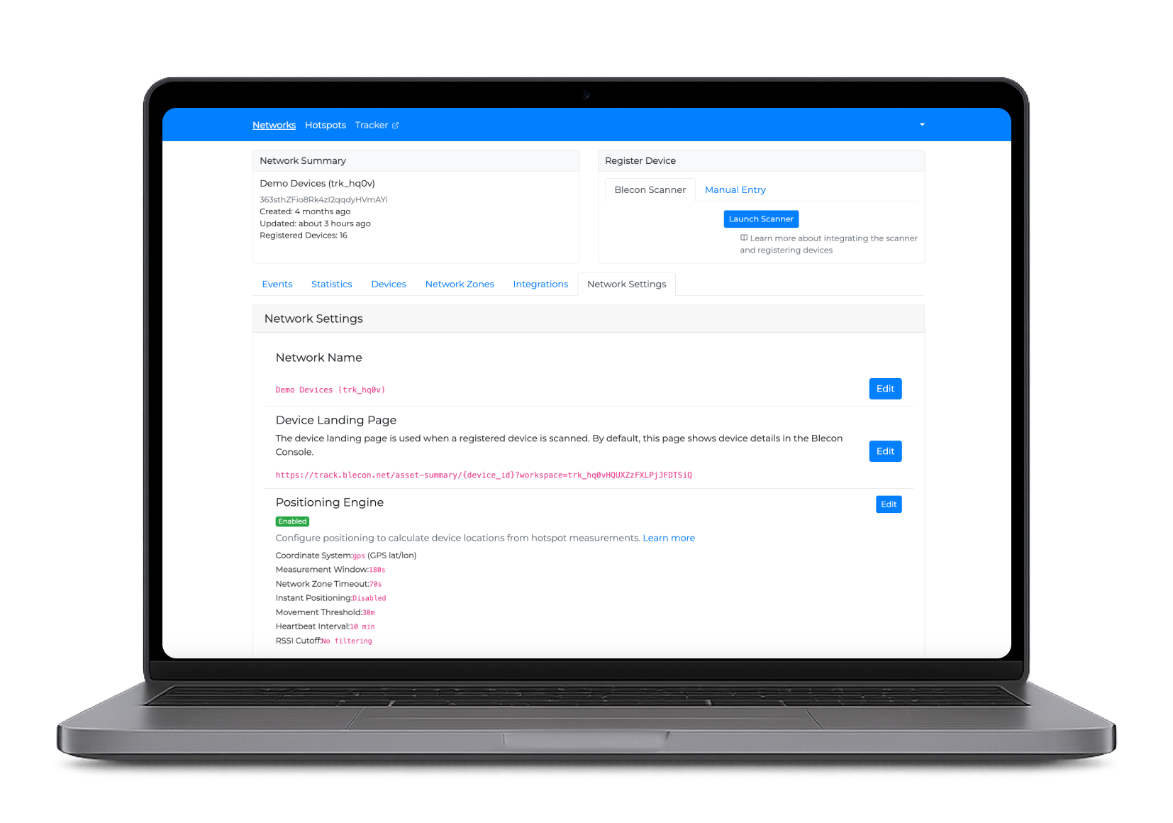 Laptop Network API Screen