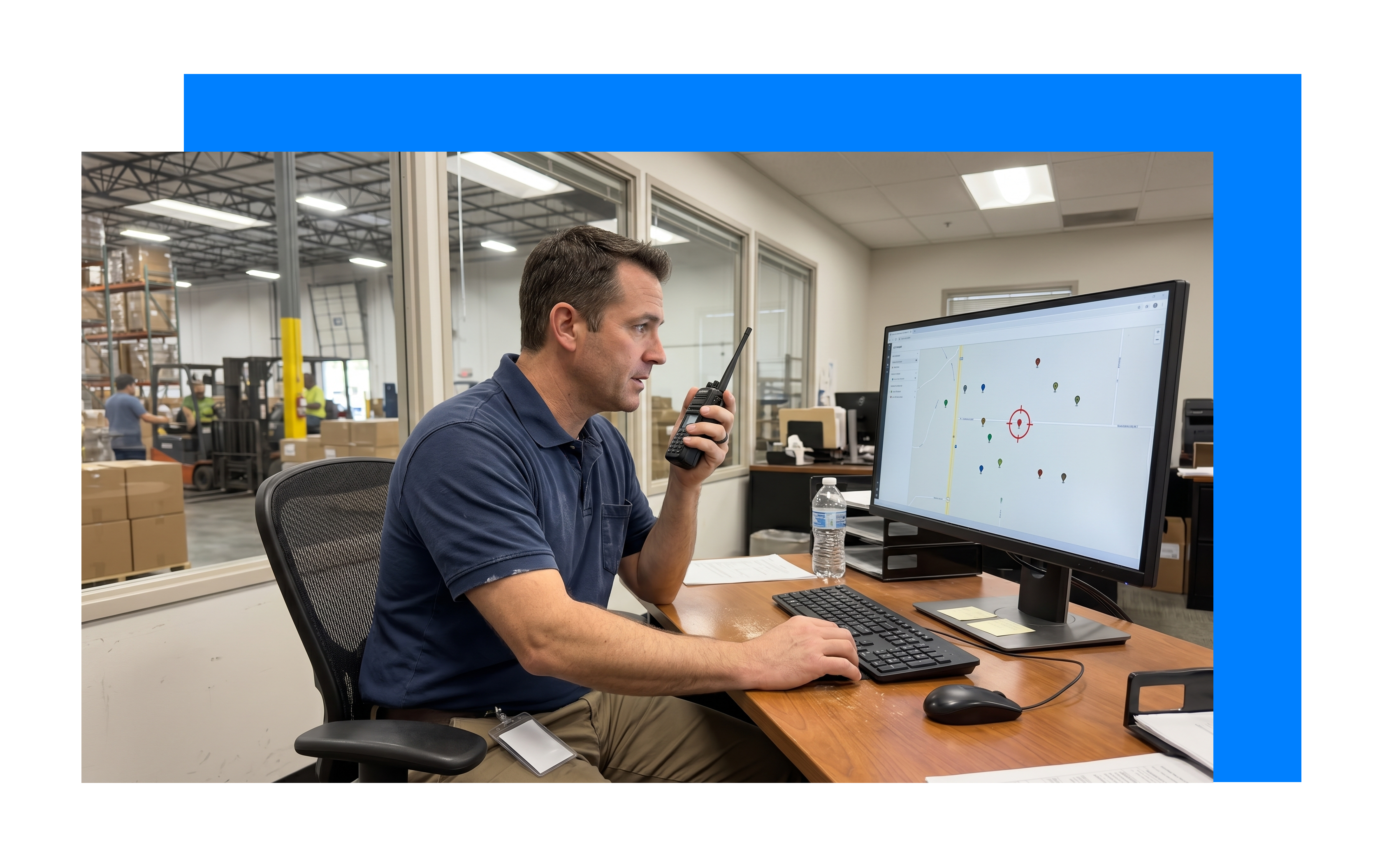 Operations manager reviewing live alerts and exceptions in the Blecon Track interface