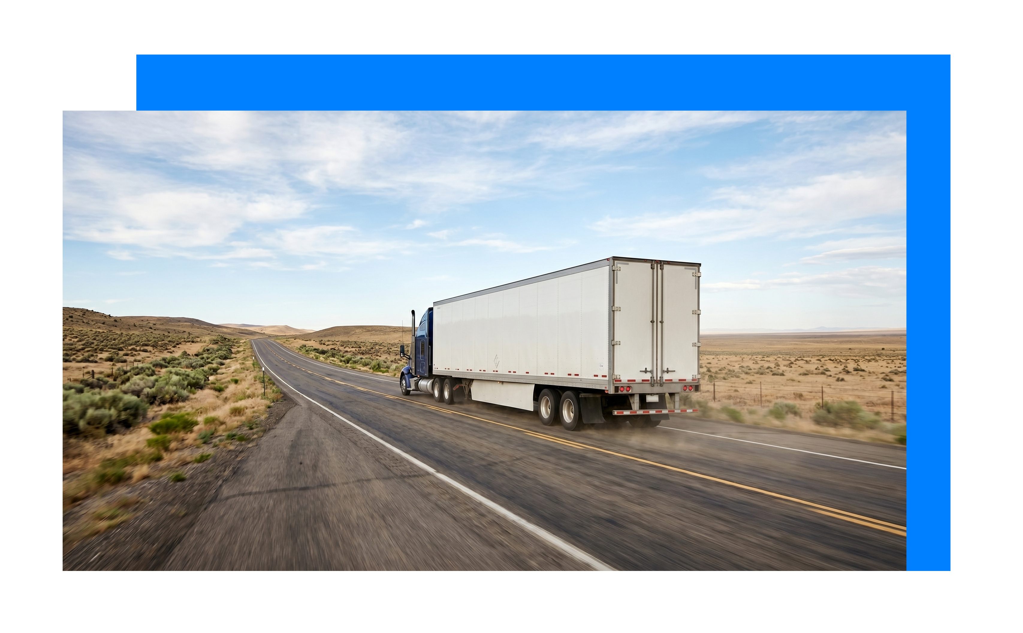 Refrigerated lorry on a long-haul route with Blecon logger Tags capturing temperature and location data inside the trailer